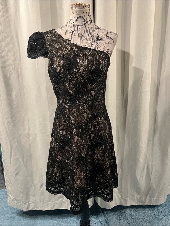 Dress the Population Dresses & Skirts - Dress the Population Black One-Shoulder Lace Cocktail Dress